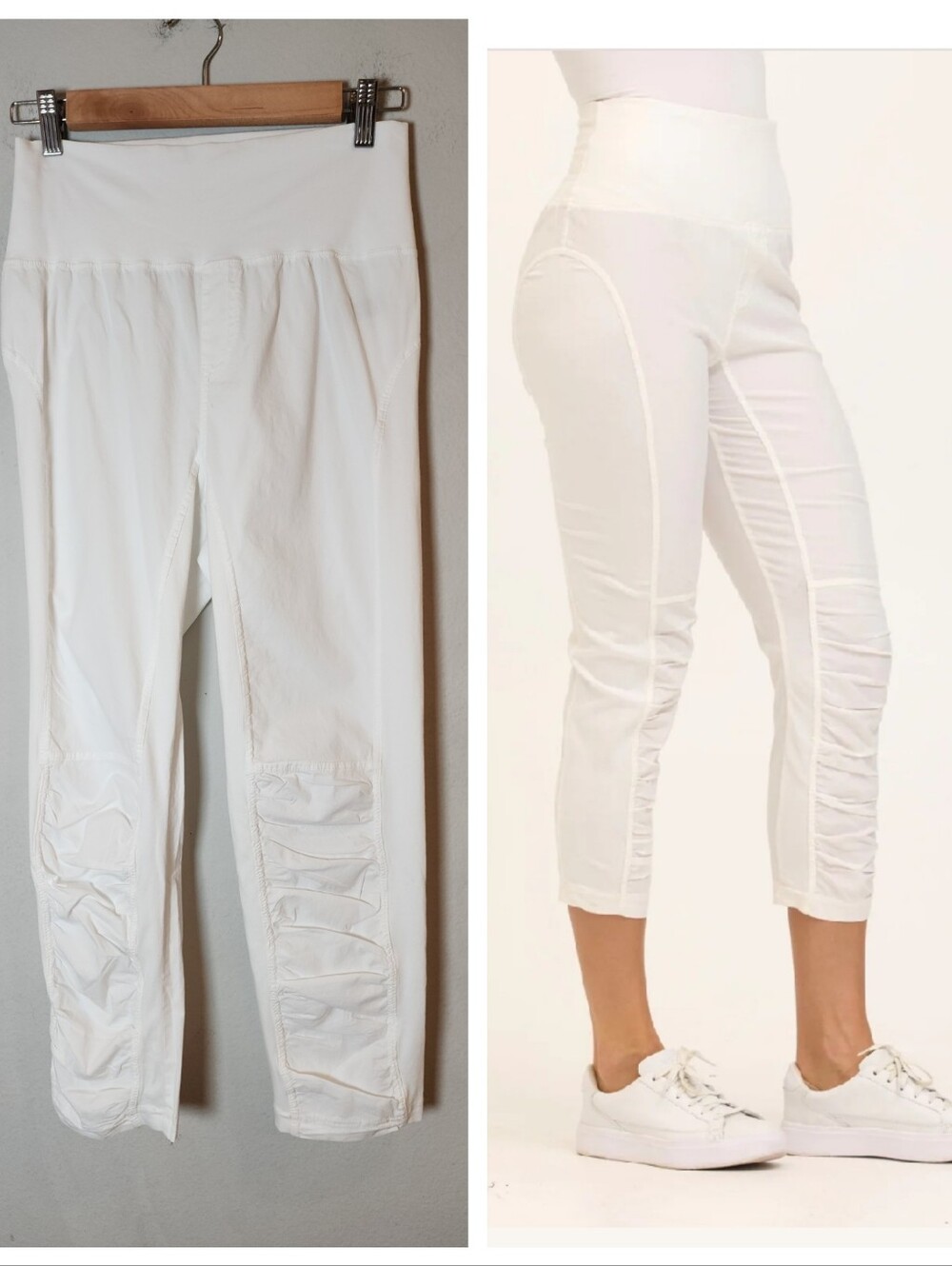 XCVI Wearables Pull On High Waist Jetter White Pants Ruched Size Medium